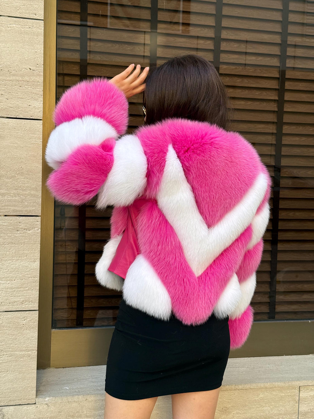 Luxury Pink - White Fox Fur Jacket: Women’s Handmade Detachable Sleeves Short Coat