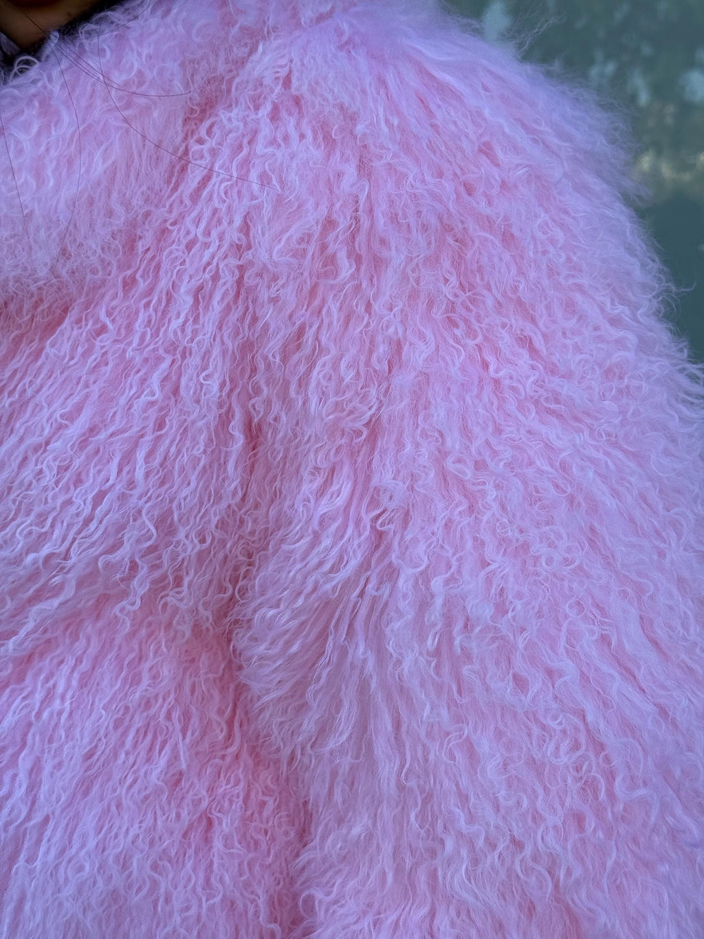 Luxury Pink Tibetan Fur Coat, Handmade Women Mongolian Shaggy Lamb Fur Jacket,