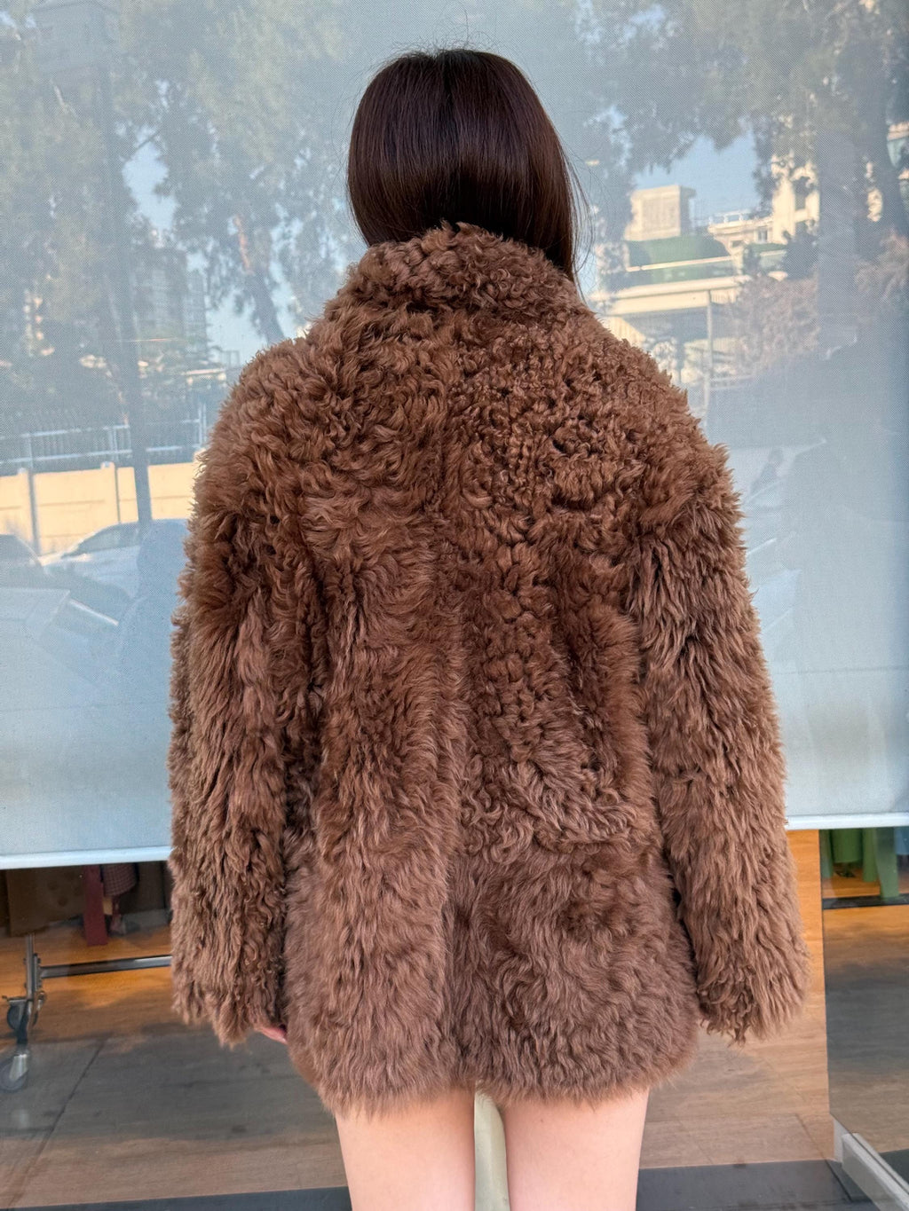 Reversible Brown Shearling Coat, Handmade Women’s Tigrado Lamb Fur Jacket