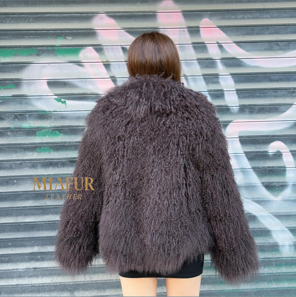 Women’s Brown Tibetan Fur Coat, Handmade Shaggy Mongolian Lamb Fur Jacket
