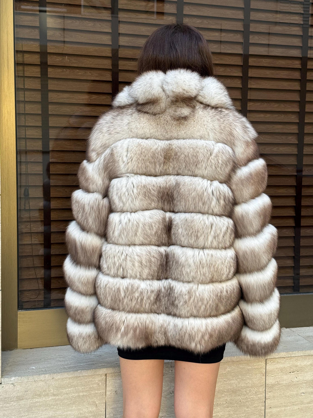 Beige Fox Fur Jacket: Women’s Handmade Short Soft Fur Coat
