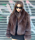 Dark Brown Fox Fur Jacket: Women’s Handmade Luxury Short Fox Fur Coat