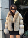 Gold Fox Fur Jacket: Short Golden Fox Fur Coat.- Women Fox Fur Jacket.- Premium Fox Fur Coat.. Fox Fur