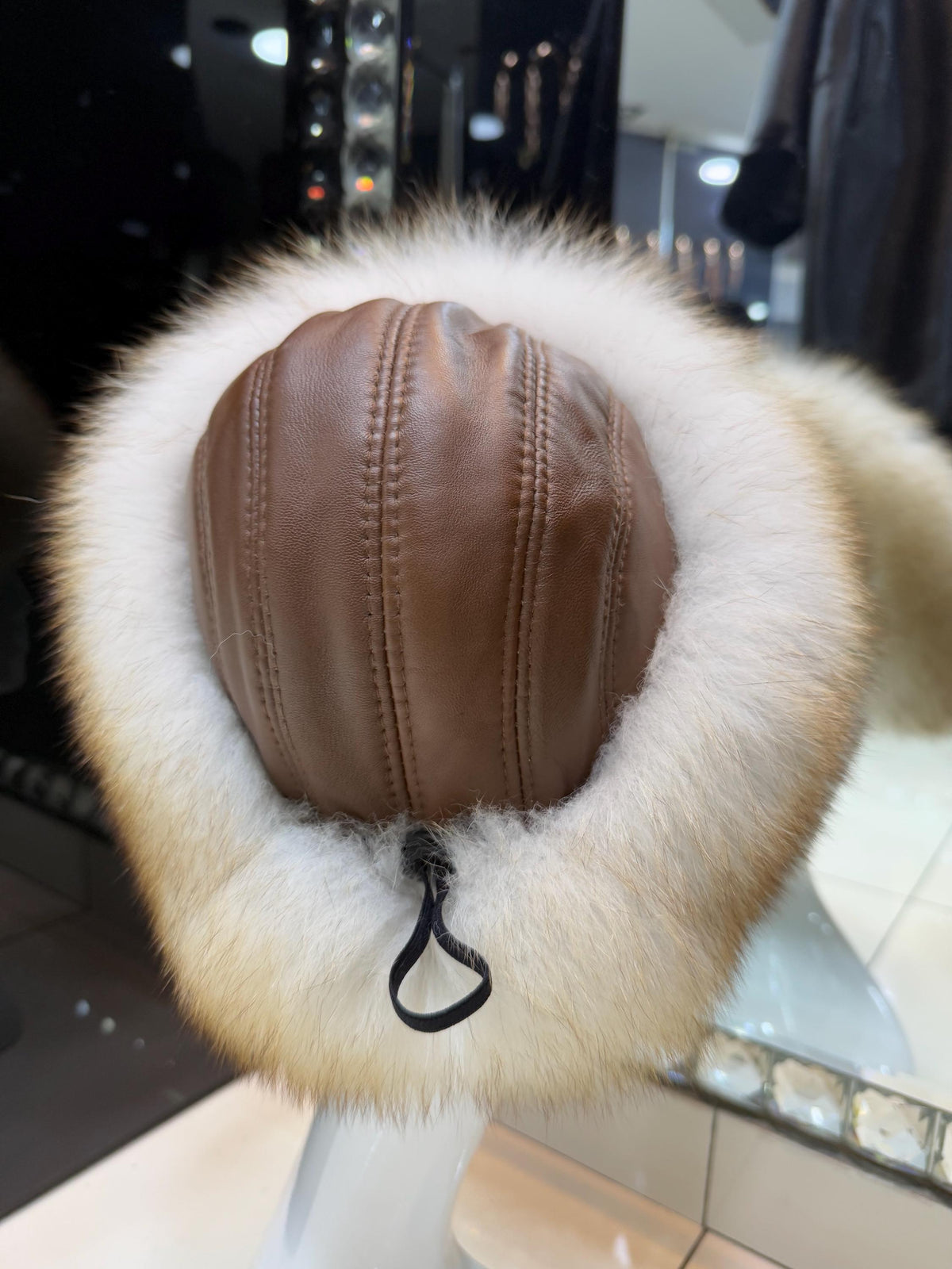 Real Fox Fur Hat with Leather Top | Handmade Round Russian Winter Hat | Luxury Cossack Fur Hat for Women & Men | Warm Gift Idea