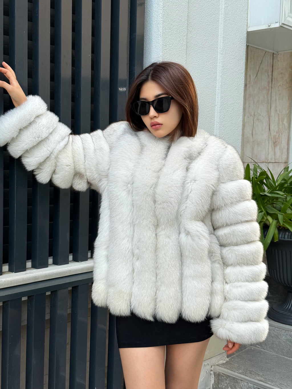 White Fox Fur Jacket, Women Fox Fur Jacket, Short Fox Fur Coat, Natural Fox Fur Jacket.— Fox Fur