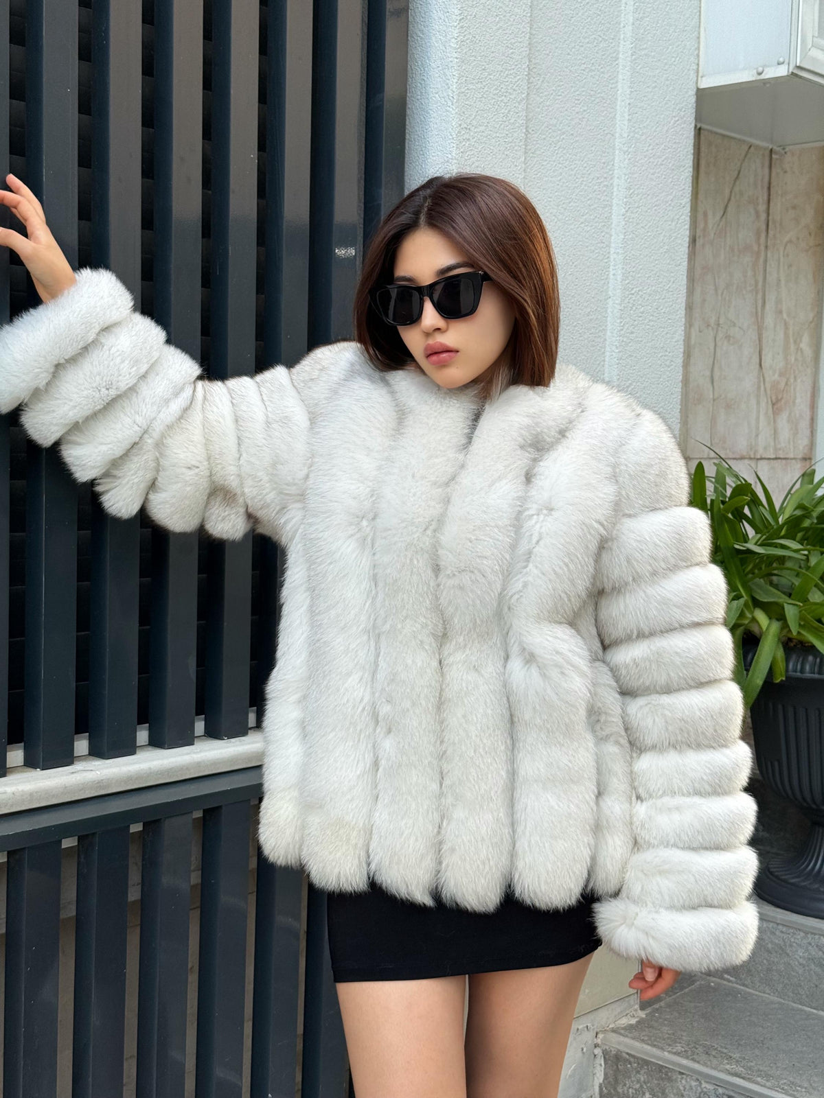 White Fox Fur Jacket, Women Fox Fur Jacket, Short Fox Fur Coat, Natural Fox Fur Jacket.— Fox Fur