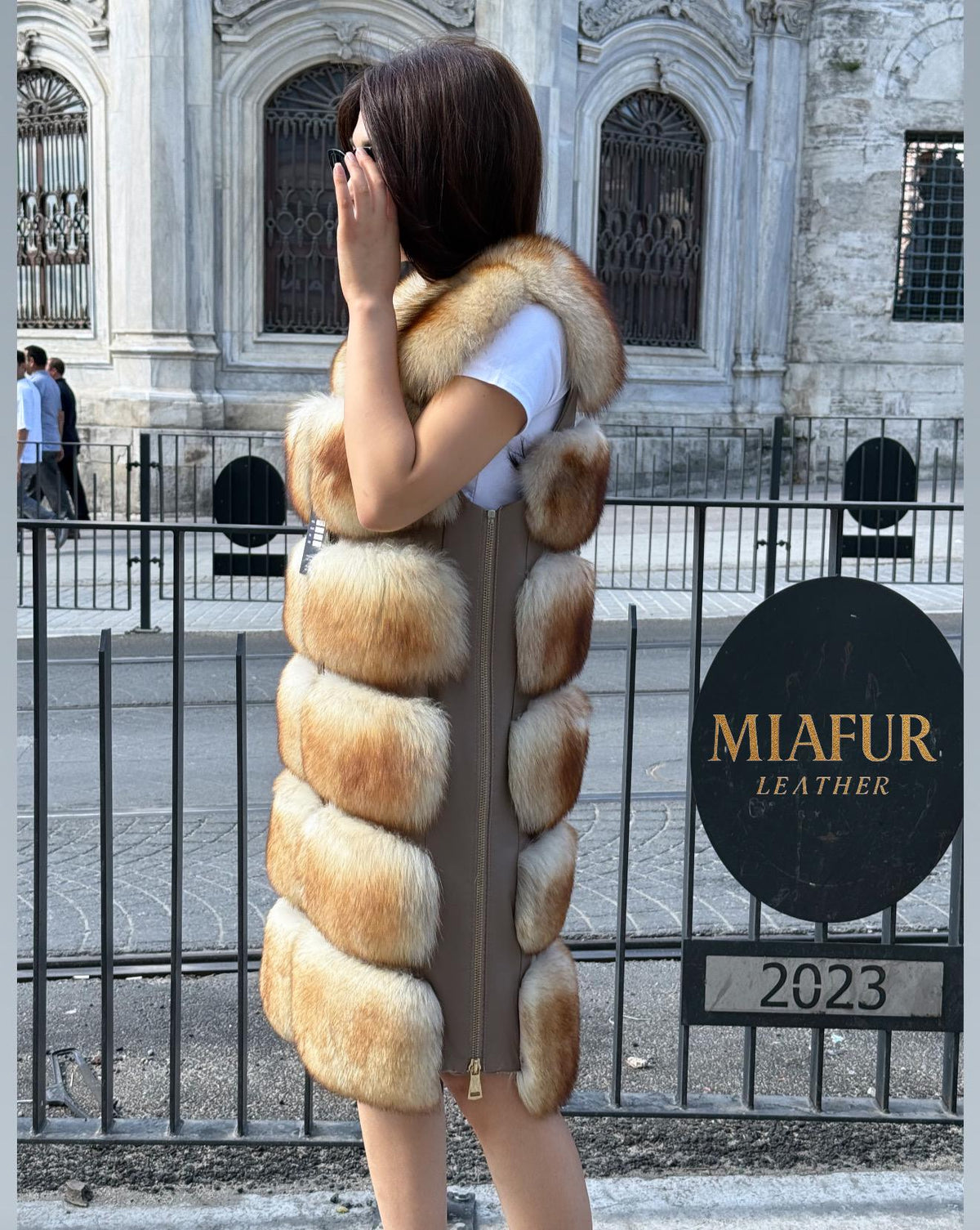 Luxury Red Fox Fur Vest with Leather Side Panels | Handmade Genuine Fur Gilet | Women’s Elegant Winter Outerwear - Gift For Her