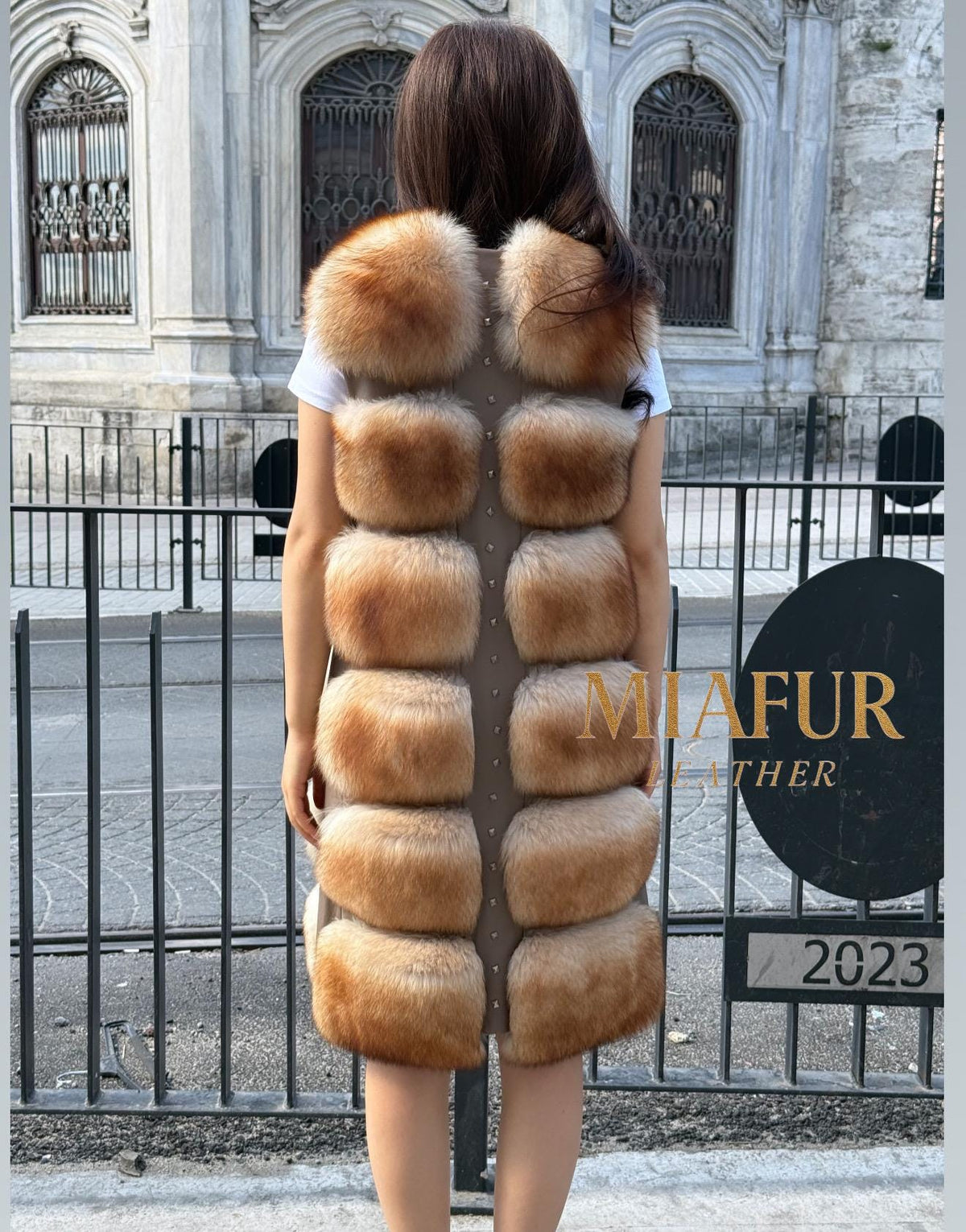 Luxury Red Fox Fur Vest with Leather Side Panels | Handmade Genuine Fur Gilet | Women’s Elegant Winter Outerwear - Gift For Her