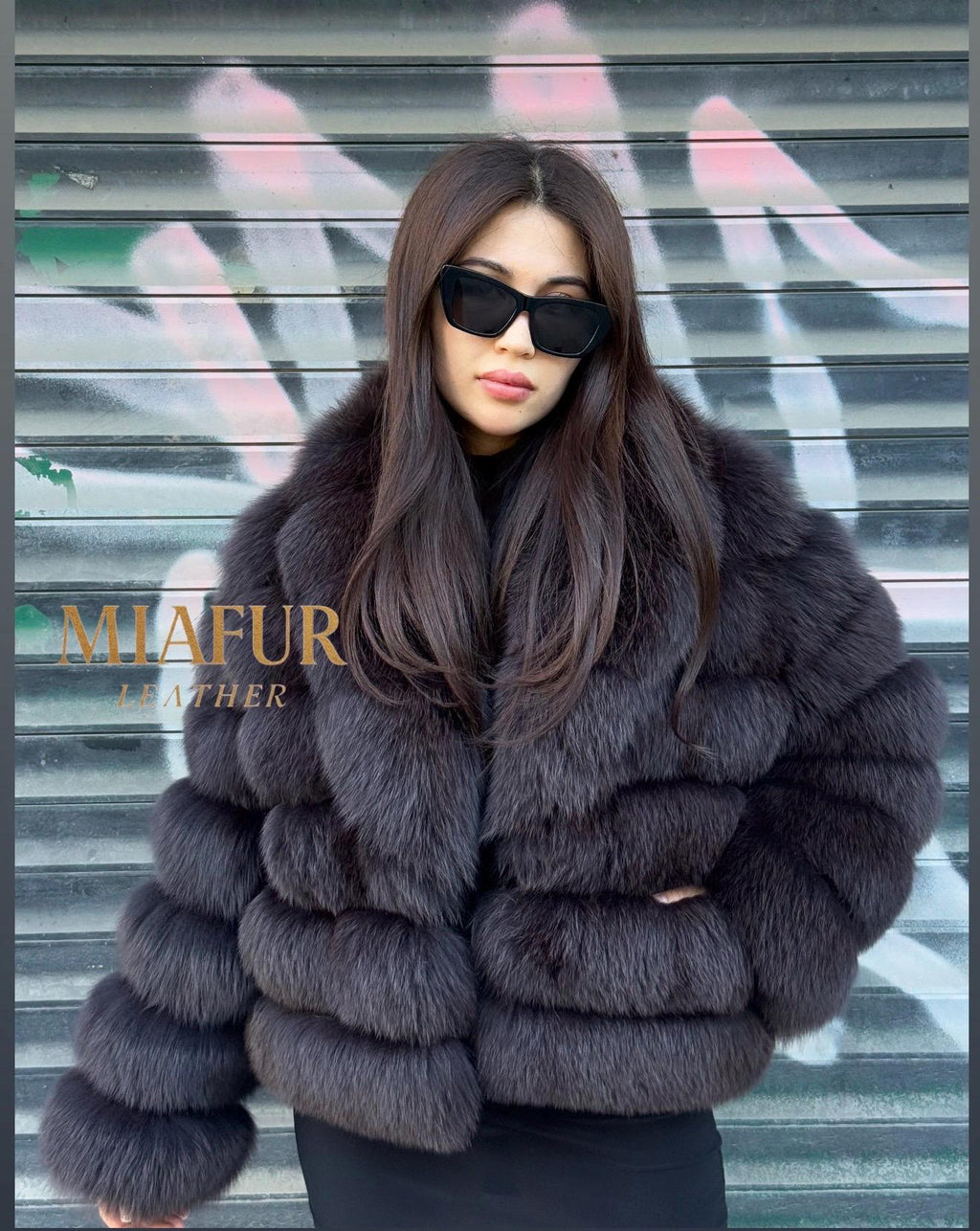 Brown Fox Fur Jacket, Handmade Luxury Short Fur Coat For Women