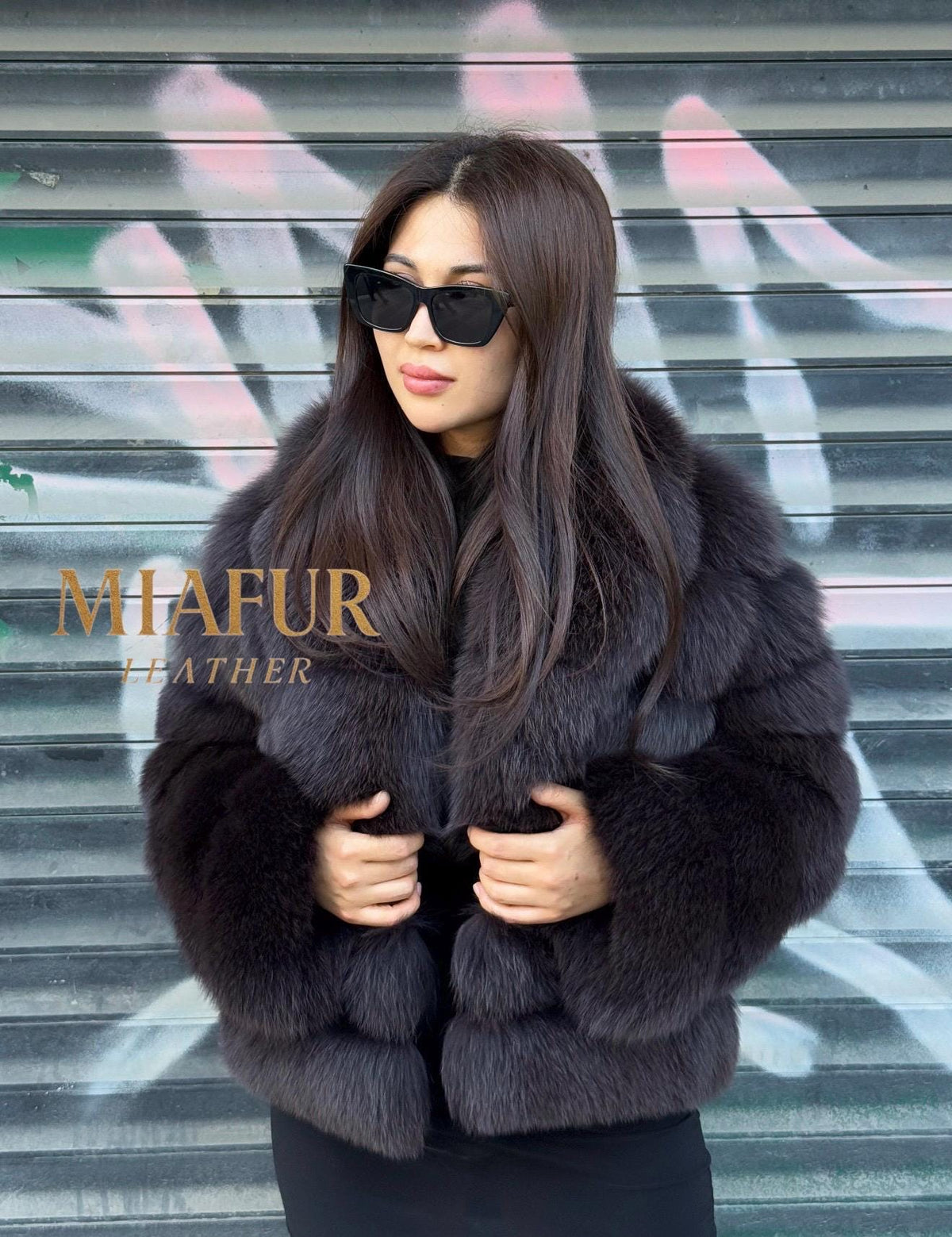 Brown Fox Fur Jacket, Handmade Luxury Short Fur Coat For Women