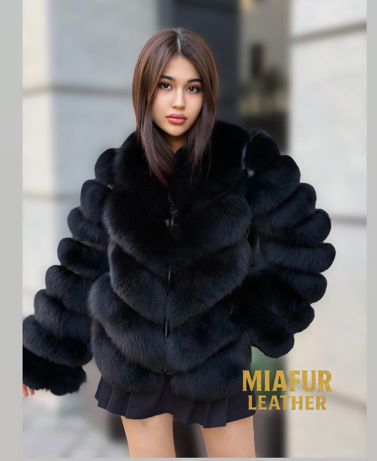 Women’s Black Fox Fur Coat: Handmade Convertible Vest with Detachable Sleeves