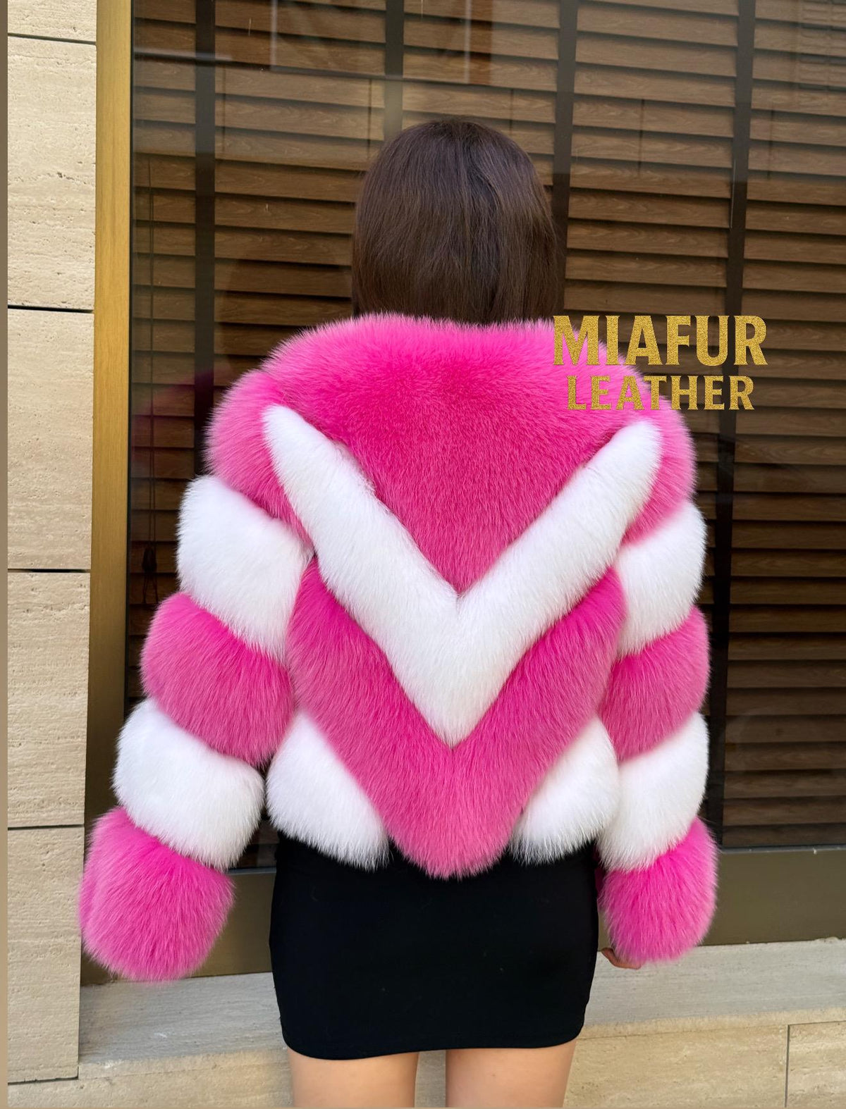 Luxury Pink - White Fox Fur Jacket: Women’s Handmade Detachable Sleeves Short Coat