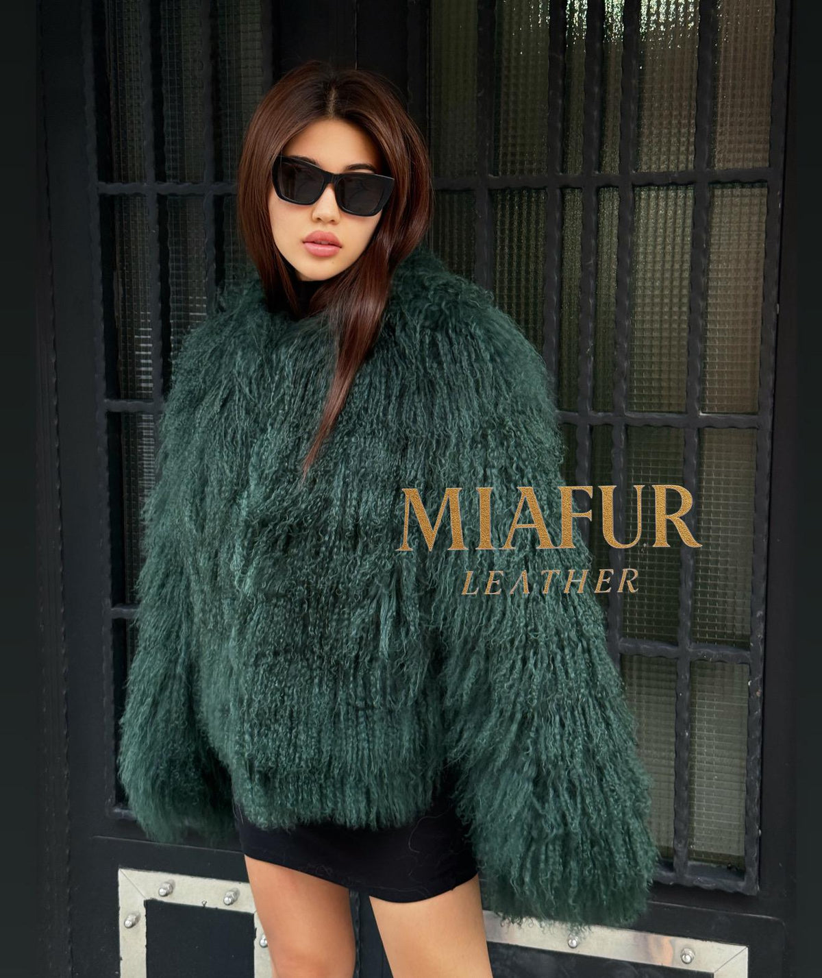 Emerald Green Shaggy Tibetan Fur Jacket : Handmade Mongolian Lamb Fur Short Coat Women