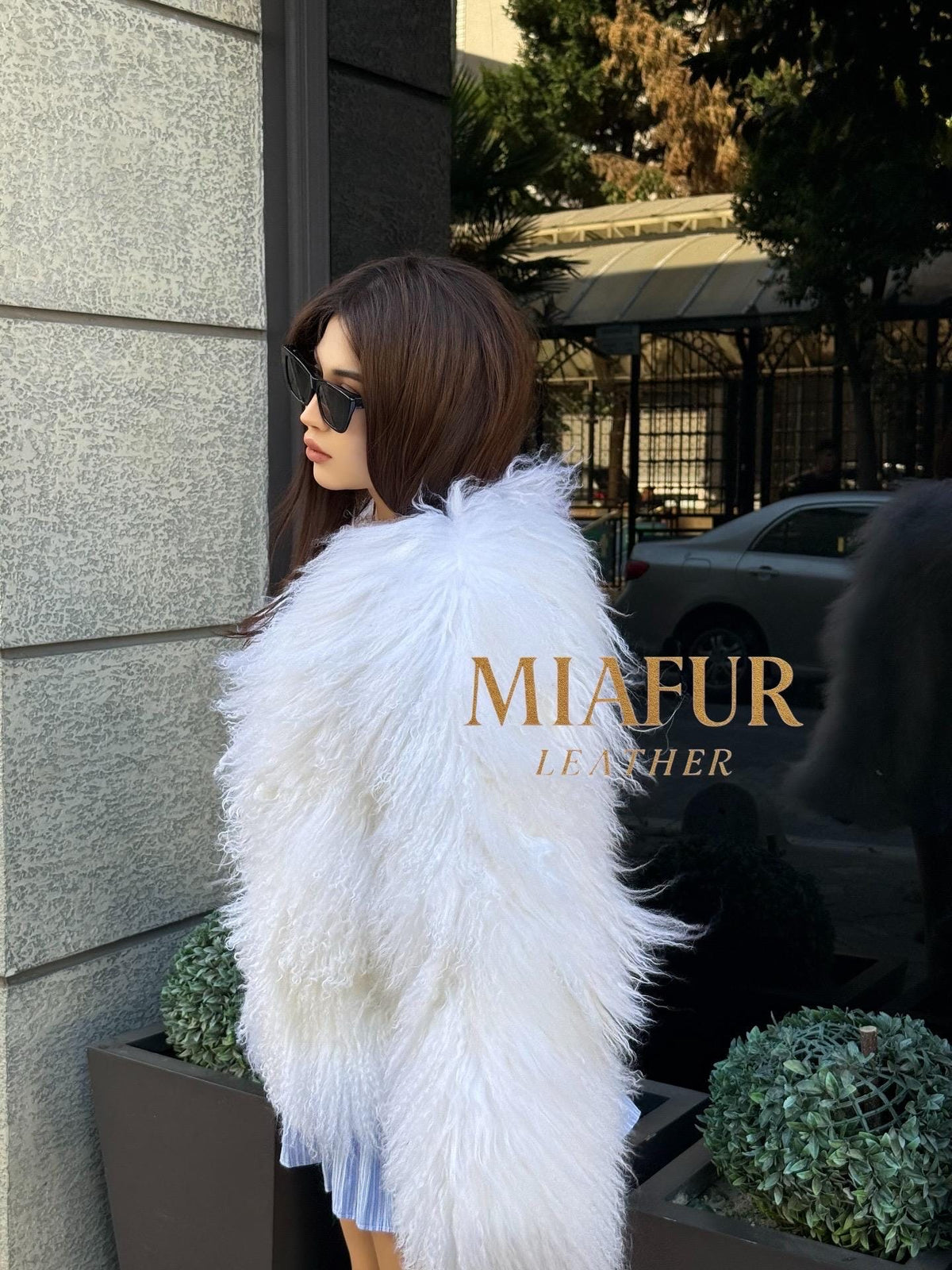 White Tibetan Fur Coat, Handmade Women Short Mongolian Lamb Fur Jacket