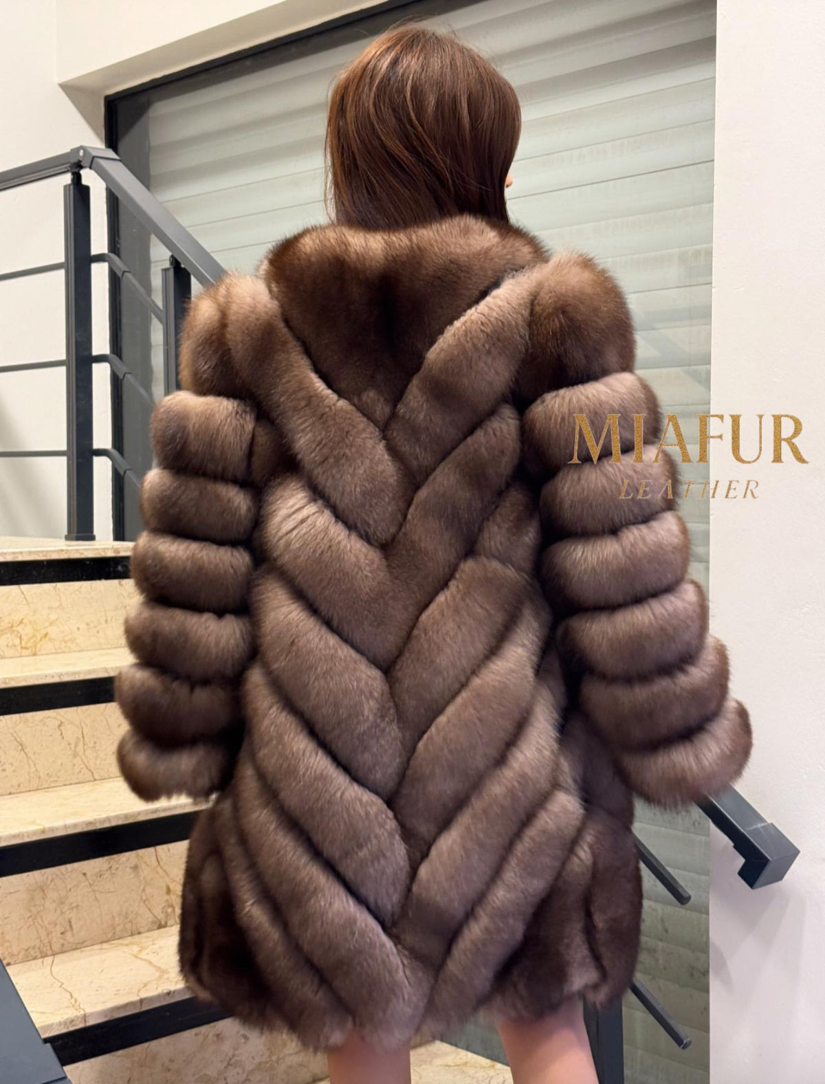 Brown Long Fox Fur Coat | 2 in 1 Handmade Fur Jacket & Vest With Removable Sleeves