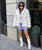 White Fox Fur Jacket for Women | Handmade Natural Luxury Winter Fur Coat