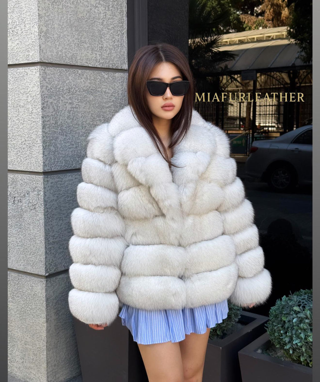 White Fox Fur Jacket for Women | Handmade Natural Luxury Winter Fur Coat