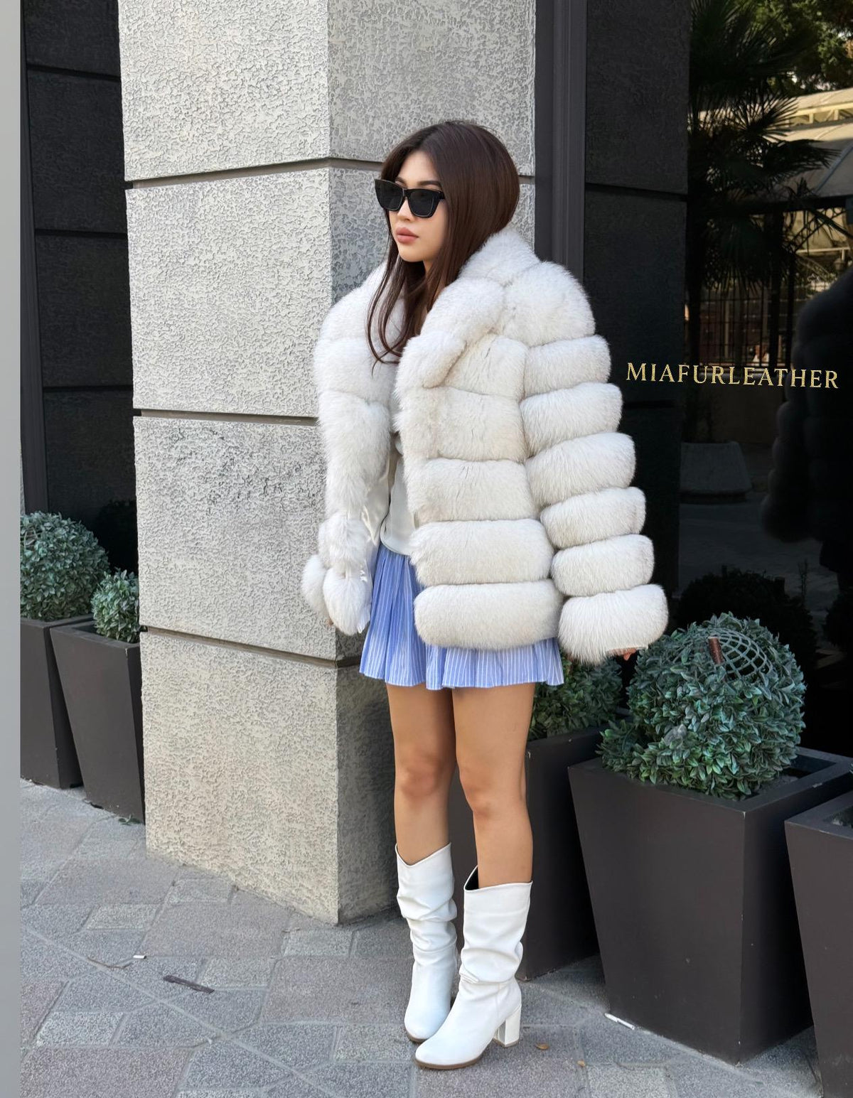 White Fox Fur Jacket for Women | Handmade Natural Luxury Winter Fur Coat