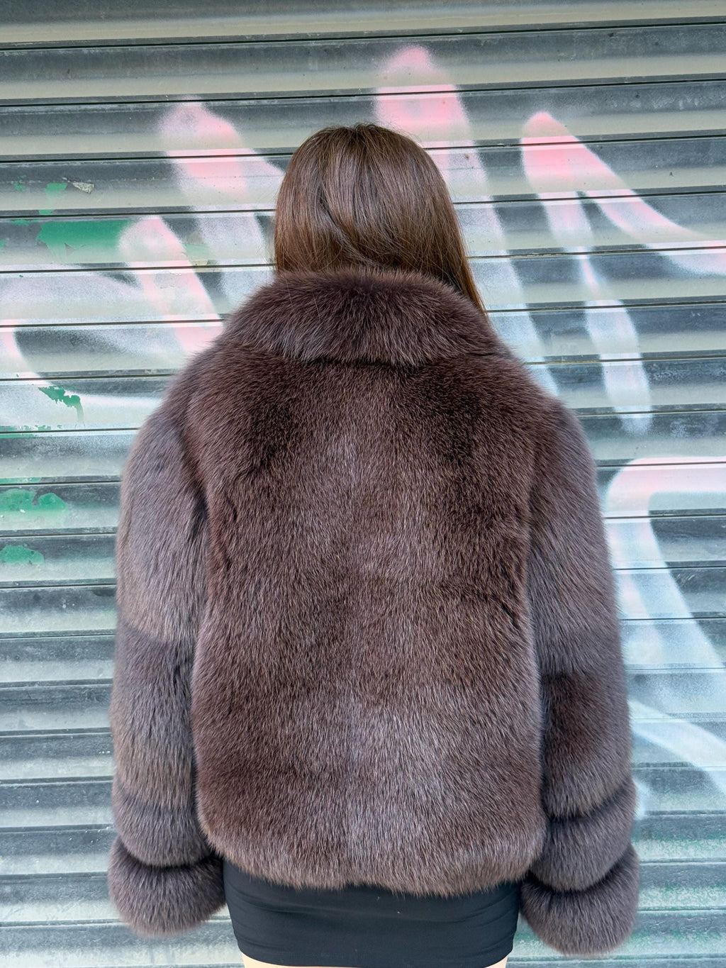 Dark Brown Fox Fur Jacket: Women’s Handmade Luxury Short Fox Fur Coat