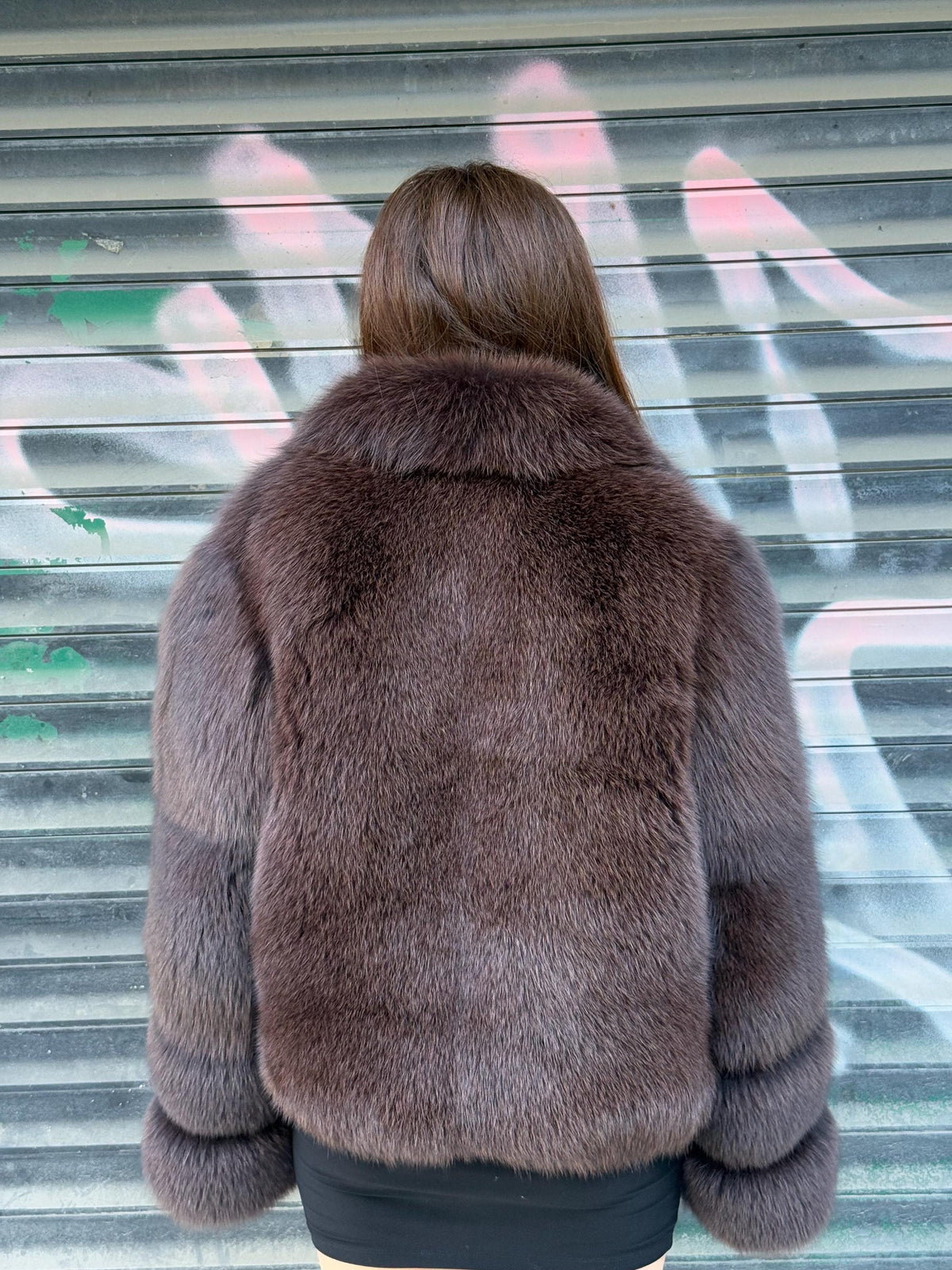 Dark Brown Fox Fur Jacket: Women’s Handmade Luxury Short Fox Fur Coat