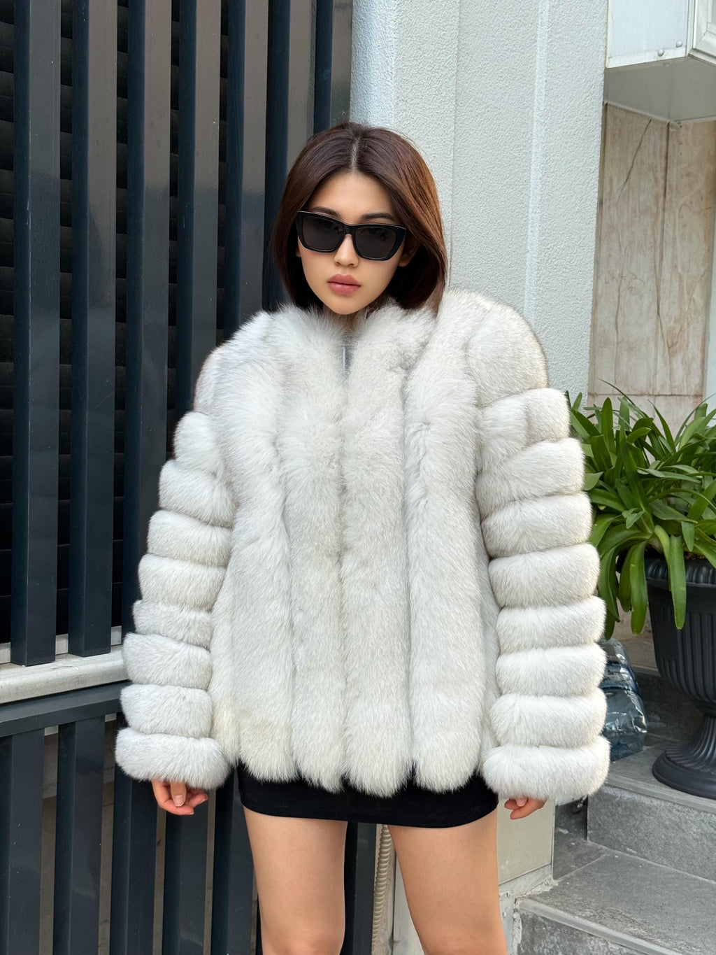 White Fox Fur Jacket, Women Fox Fur Jacket, Short Fox Fur Coat, Natural Fox Fur Jacket.— Fox Fur