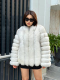 White Fox Fur Jacket, Women Fox Fur Jacket, Short Fox Fur Coat, Natural Fox Fur Jacket.— Fox Fur