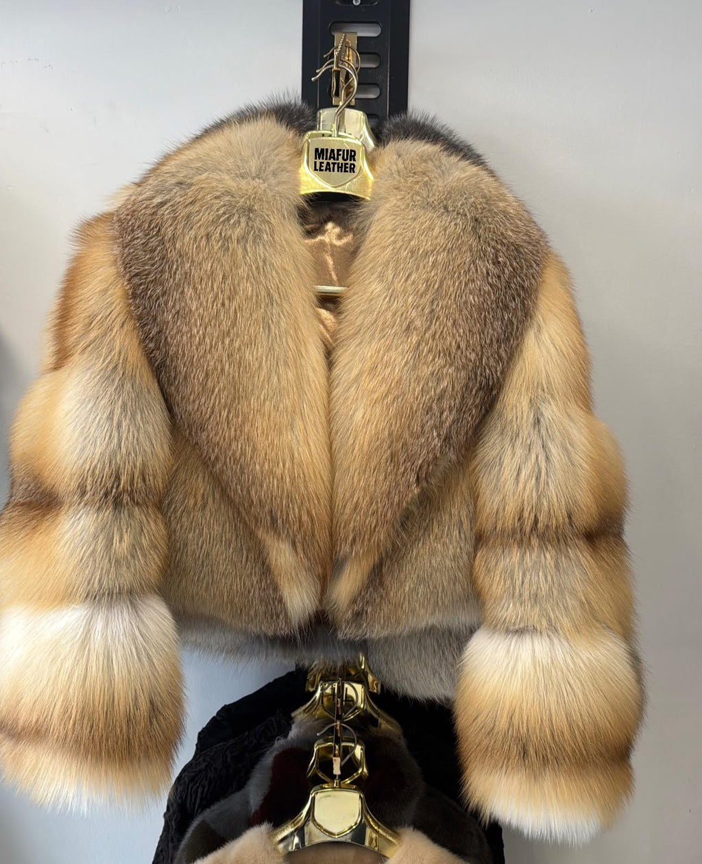 Luxury Gold Fox Fur Jacket | Handmade Cropped Women’s Short Designer Coat
