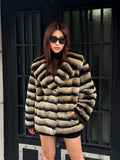 Handmade Striped Rex Rabbit Fur Jacket: Soft Winter Coat