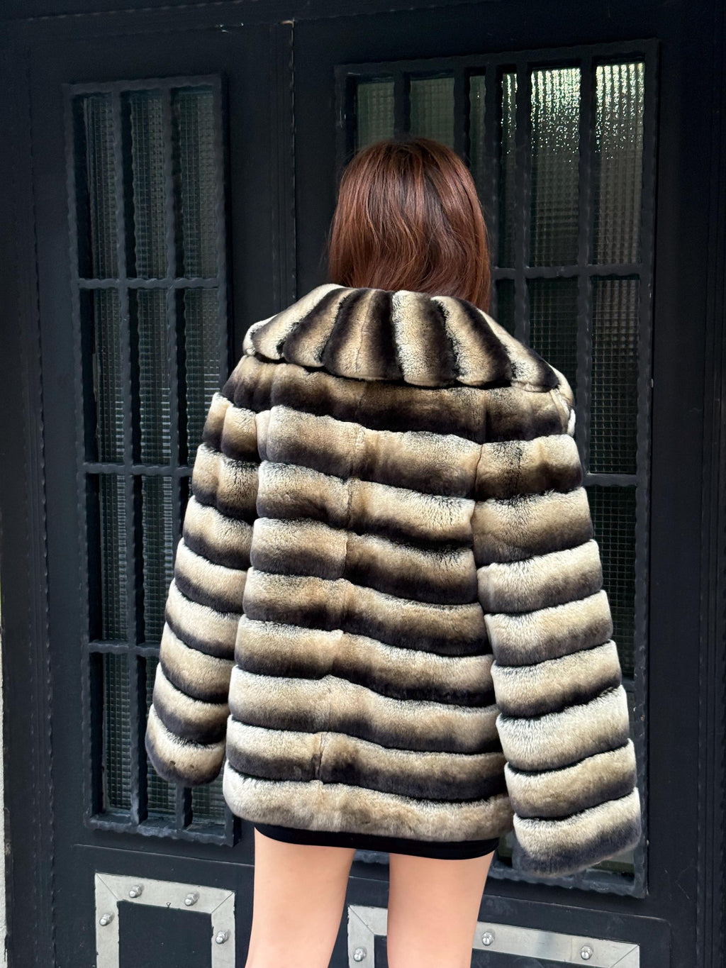 Handmade Striped Rex Rabbit Fur Jacket: Soft Winter Coat