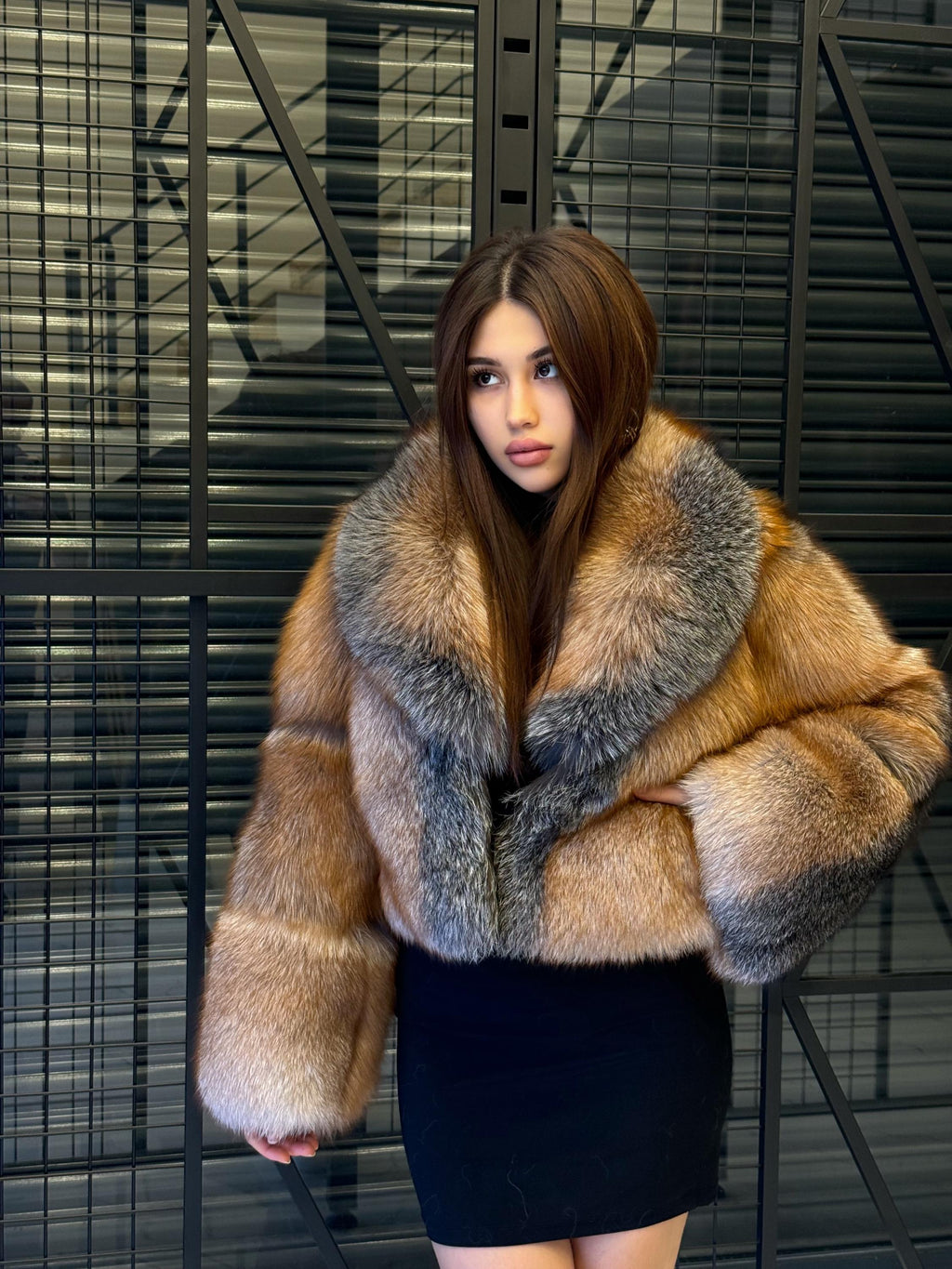 Women’s Golden Fox Fur Jacket: Short Luxury Winter Coat For Women