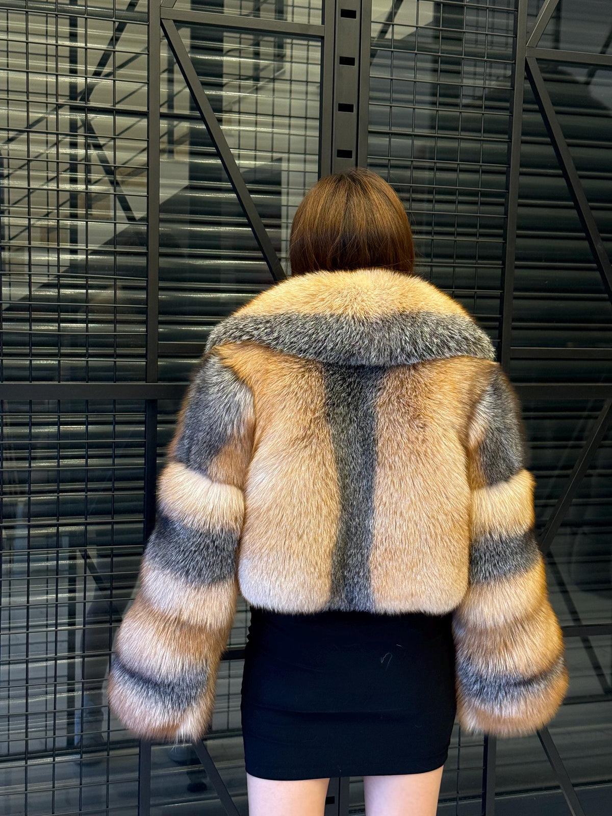 Women’s Golden Fox Fur Jacket: Handmde Luxury Short Winter Fur Coat