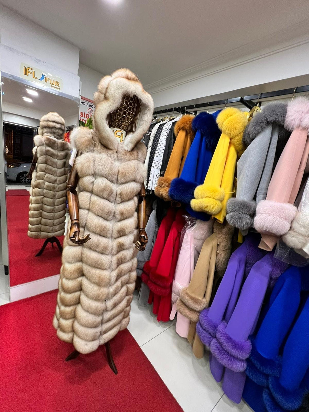 Blue Long Fox Fur Vest, Fox Fur Gilet, Beige Fox Fur Vest, Women Fox Fur Jacket, Long Fox Fur Jacket_- Fox Fur
