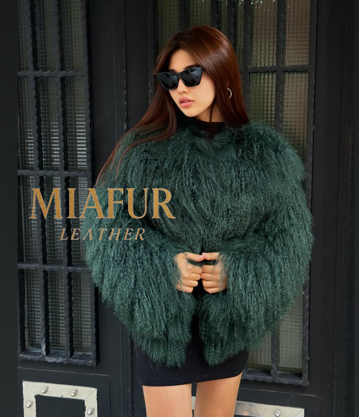 Emerald Green Shaggy Tibetan Fur Jacket : Handmade Mongolian Lamb Fur Short Coat Women