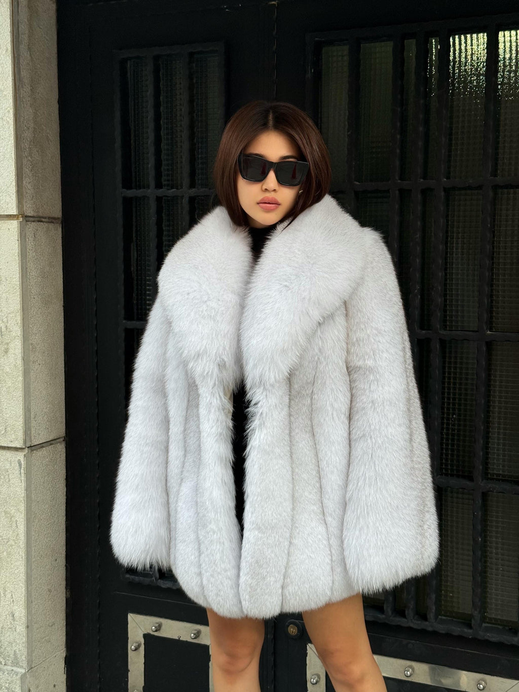 White Fox Fur Jacket | Luxury Women’s Handmade Long Fur Coat