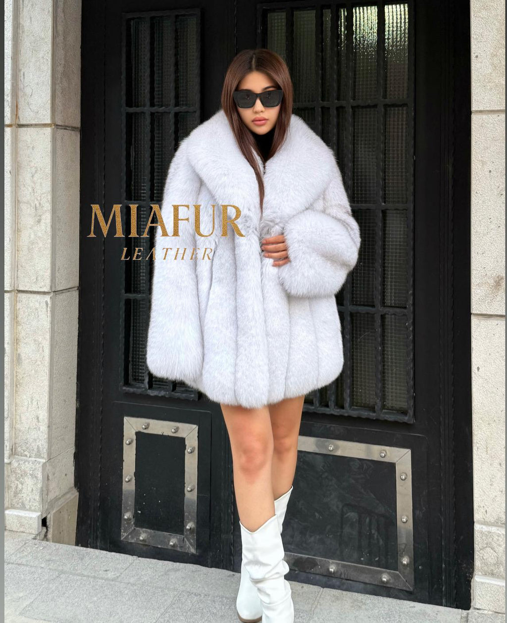 White Fox Fur Jacket | Luxury Women’s Handmade Long Fur Coat