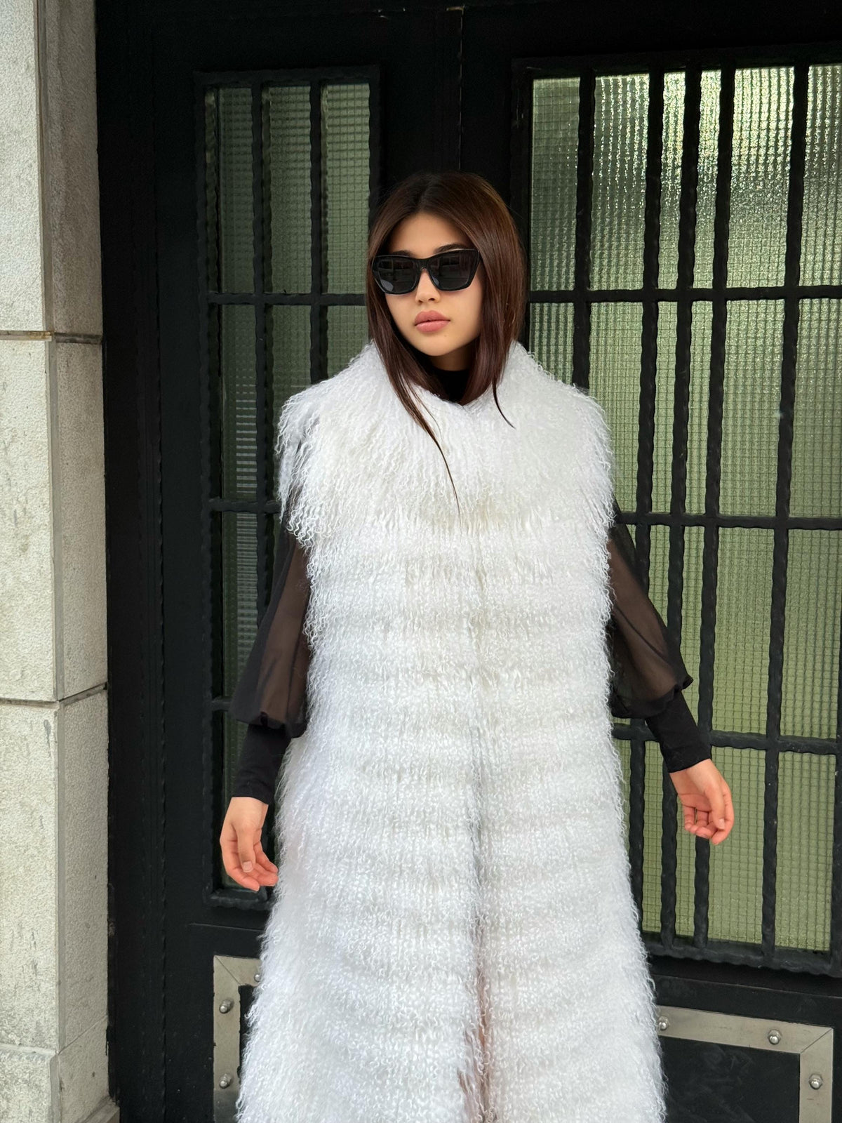 Long White Tibetan Lamb Fur Vest – Genuine Shearling Sleeveless Coat, Handmade Women’s Luxury Mongolian Tibetan Fur Outerwear | Gift For Her