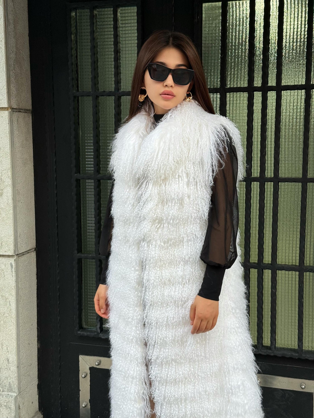 Long White Tibetan Lamb Fur Vest – Genuine Shearling Sleeveless Coat, Handmade Women’s Luxury Mongolian Tibetan Fur Outerwear | Gift For Her