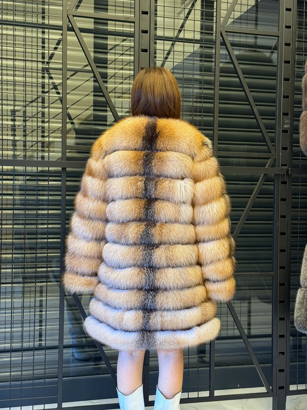 Luxury Frost Fox Fur Coat Detachable Sleeves, 2-in-1 Vest & Coat For Women