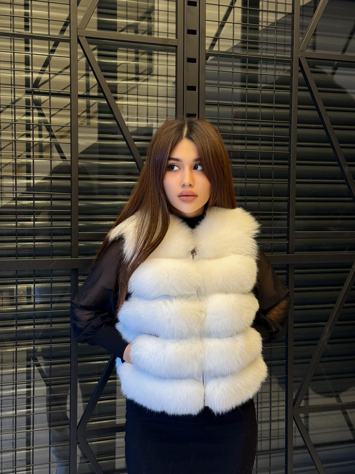 White Fox Fur Jacket: Short Luxury Winter Fur Coat For Women