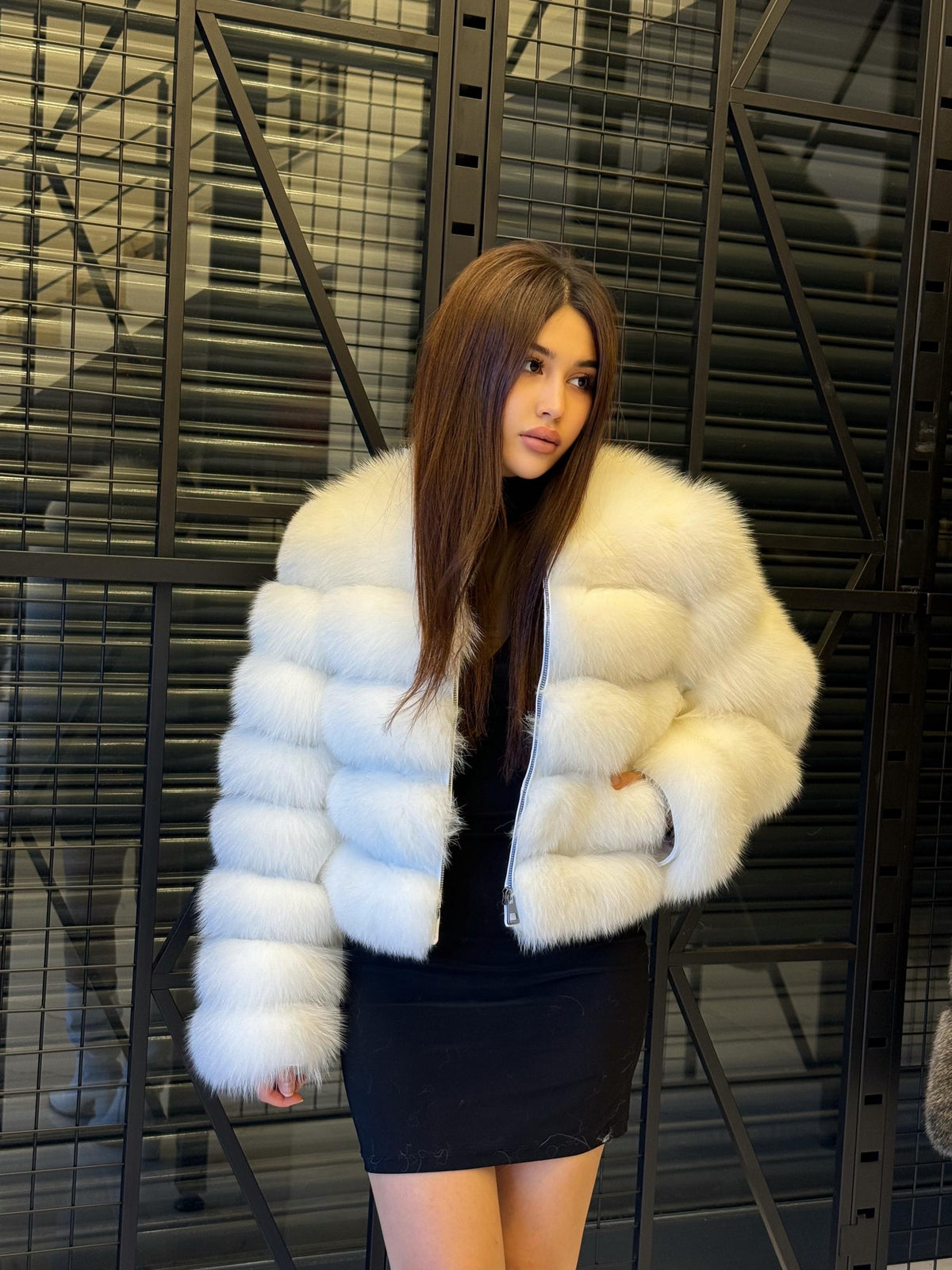 White Fox Fur Jacket: Short Luxury Winter Fur Coat For Women