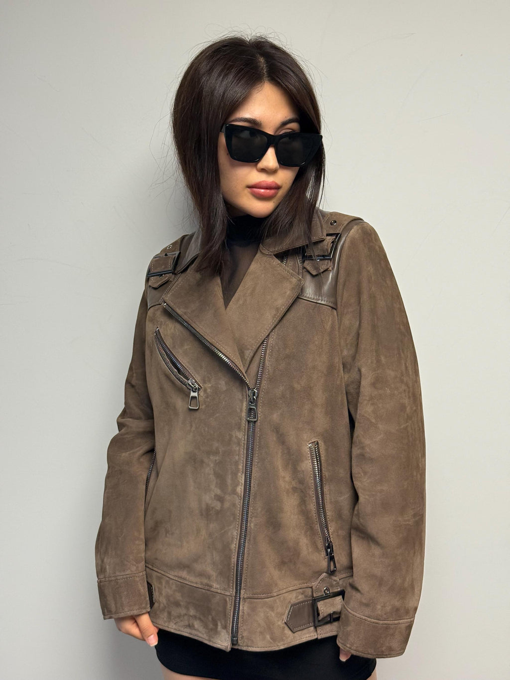 Embroidered Suede Leather Aviator Jacket - Limited Edition Lambskin Coat For Women