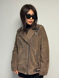 Embroidered Suede Leather Aviator Jacket - Limited Edition Lambskin Coat For Women