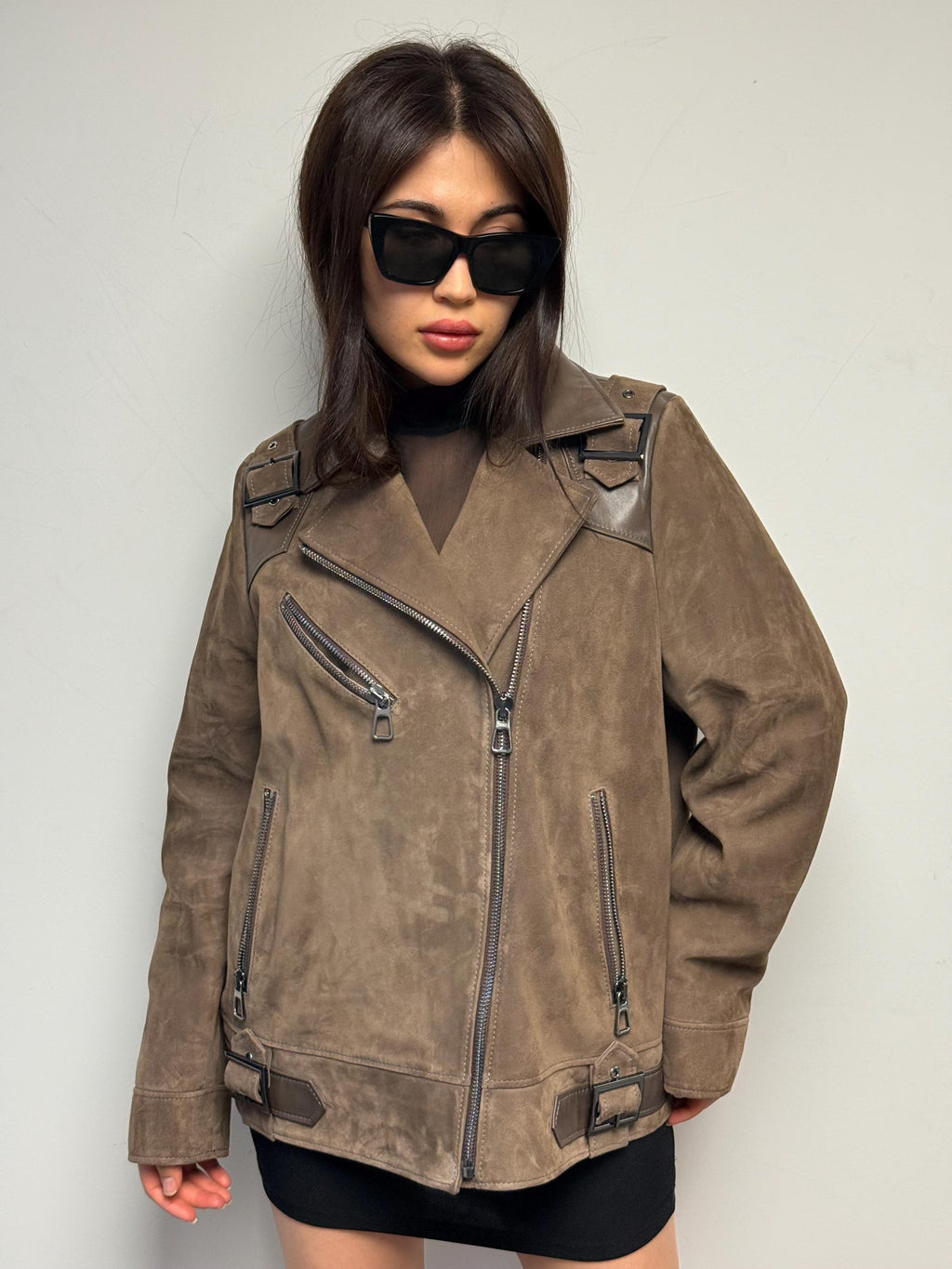 Embroidered Suede Leather Aviator Jacket - Limited Edition Lambskin Coat For Women
