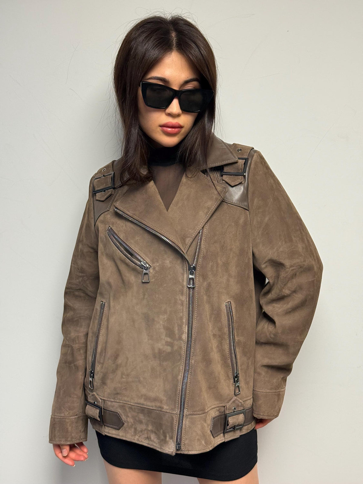Embroidered Suede Leather Aviator Jacket - Limited Edition Lambskin Coat For Women