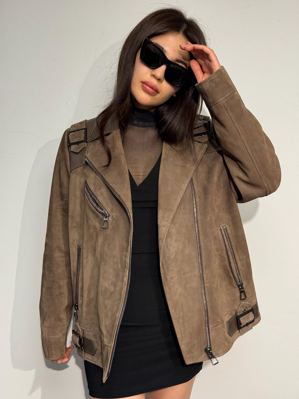 Embroidered Suede Leather Aviator Jacket - Limited Edition Lambskin Coat For Women