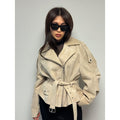 Limited Edition Cream Suede Jacket, Short Casual Coat For Women