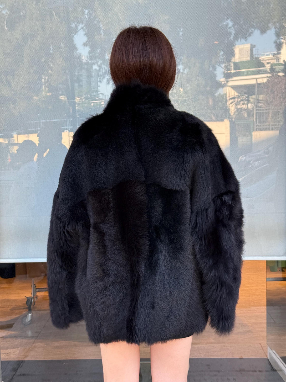 Reversible Black Shearling Coat: Handmade Winter Lamb Fur Jacket, Women Shearling Coat