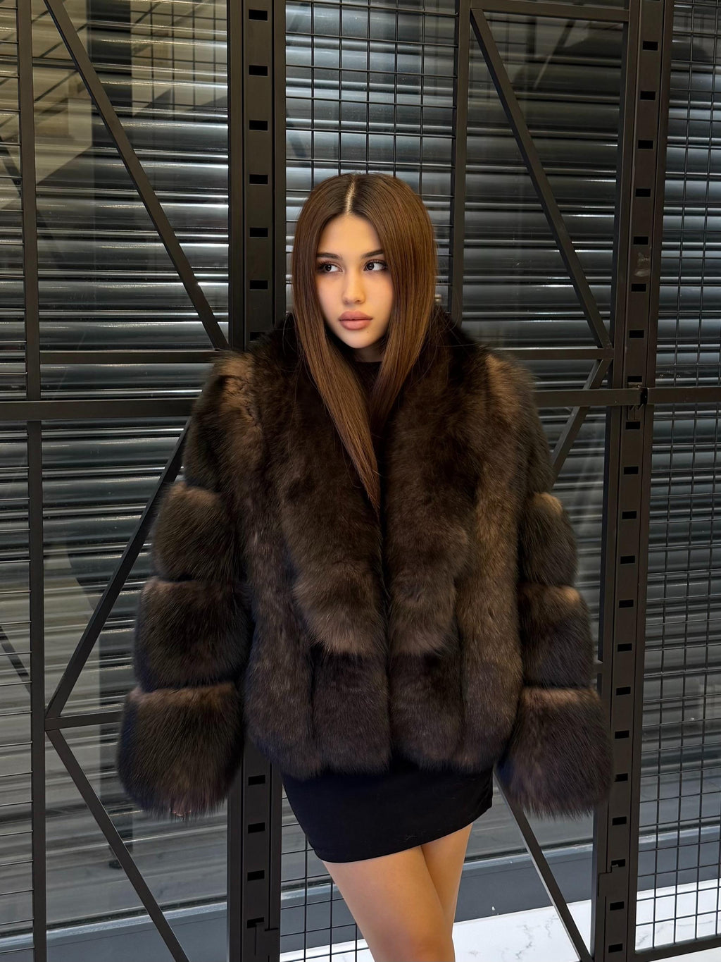 Women’s Brown Fox Fur Jacket: Limited Edition Sable Color Fur Coat