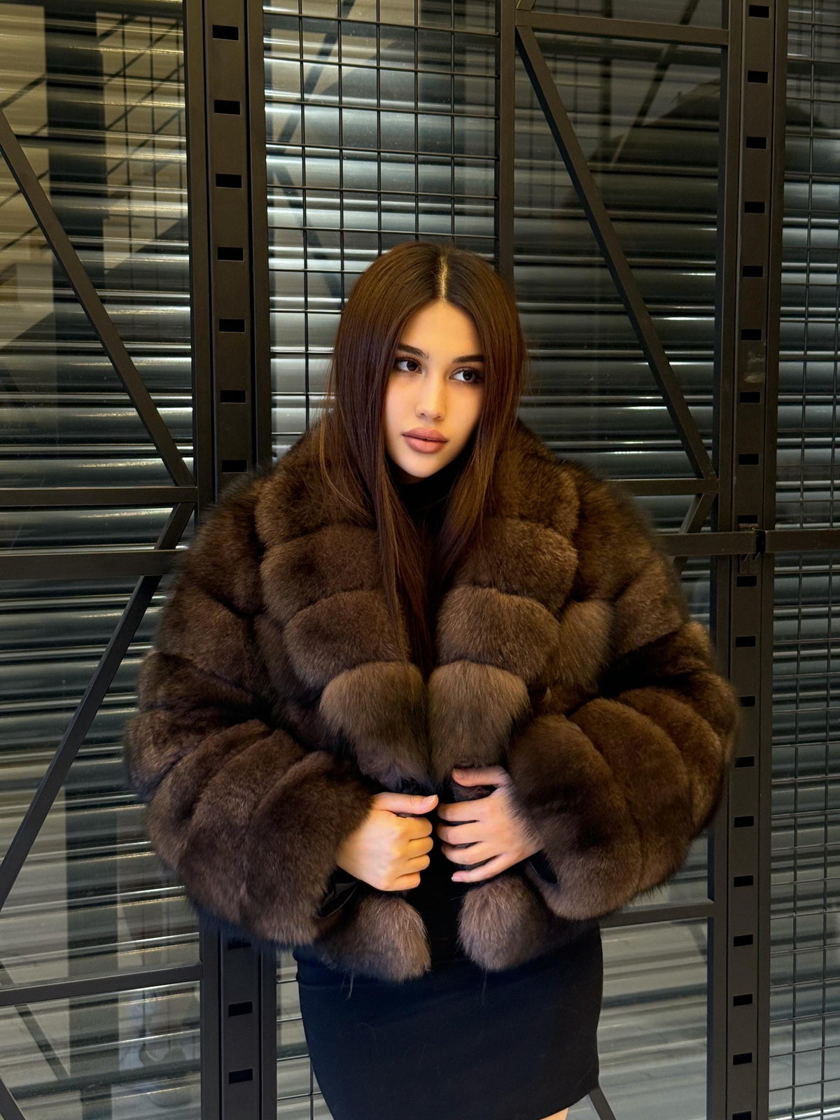 Brown Fox Fur Jacket: Limited Edition Sable Color Women Fur Coat