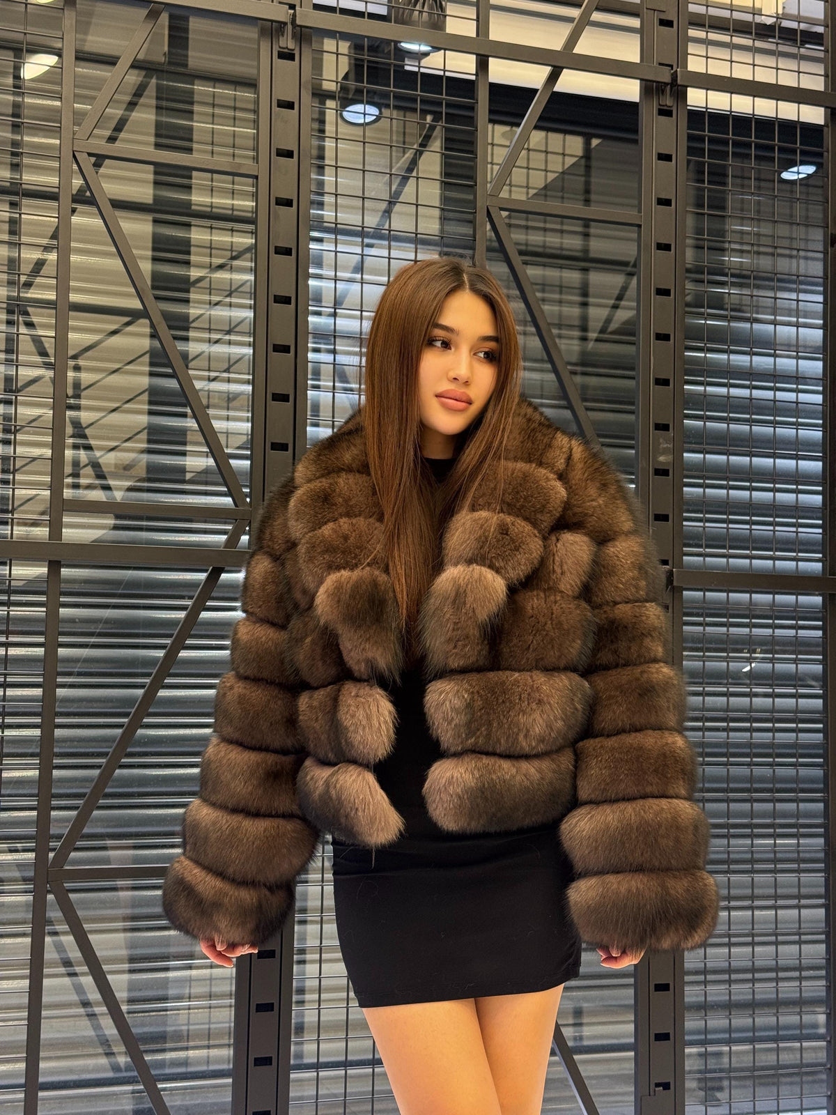 Brown Fox Fur Jacket: Limited Edition Sable Color Women Fur Coat